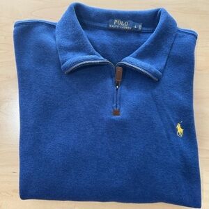 Polo Ralph Lauren Blue 1/4 Zip p 100% Cotton Sweater - Size: Large